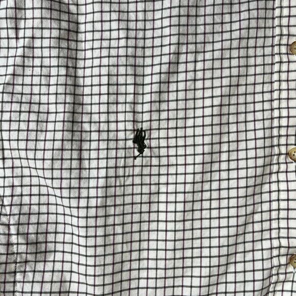 Polo Ralph Lauren Shirt Mens 2XB Big Gray Burgundy Check Button Long Sleeve Pony - Picture 3 of 12